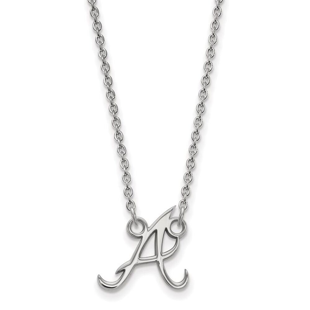 Sterling Silver MLB Atlanta Braves Small Initial A Necklace, 18 Inch